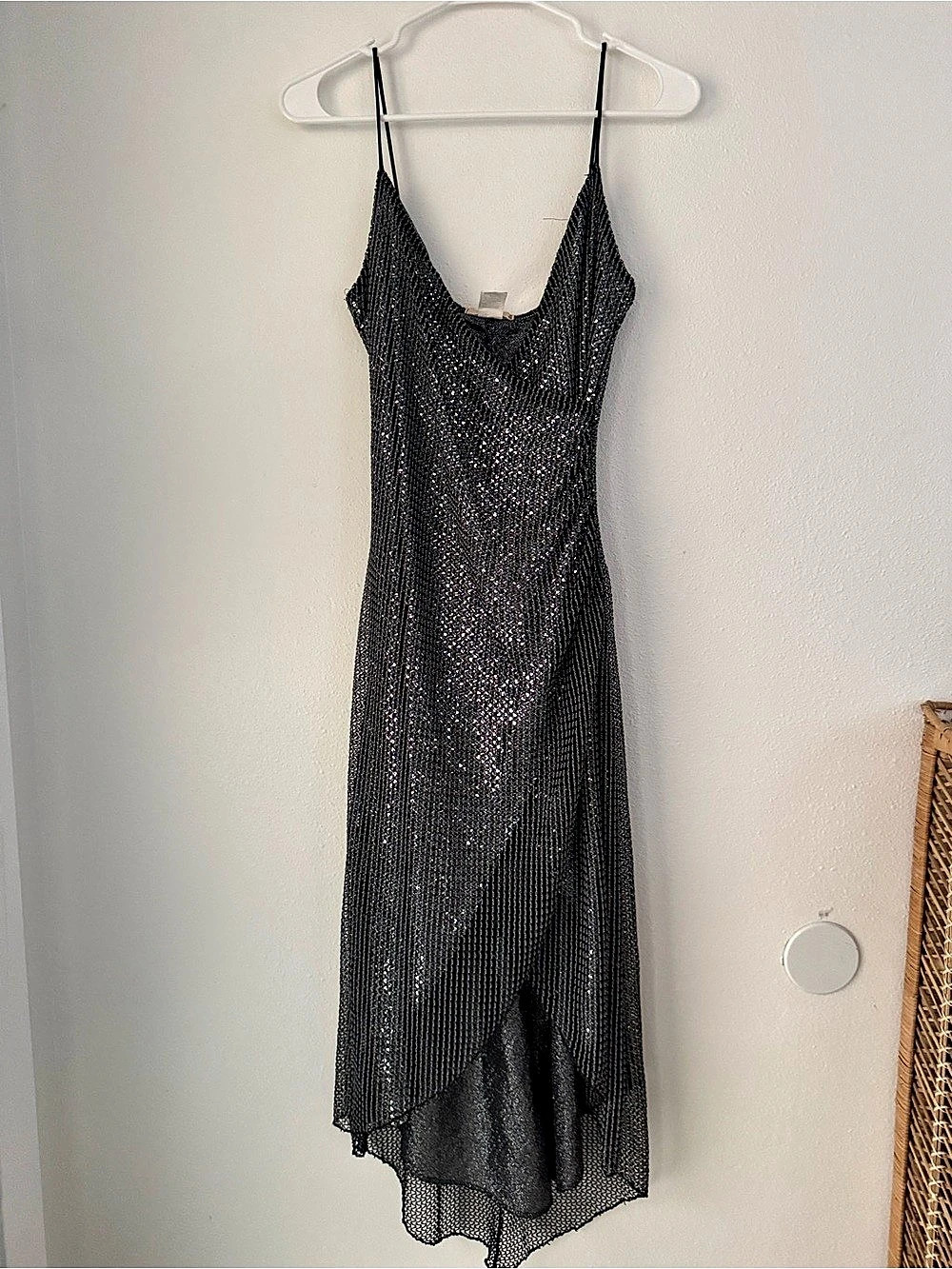 Vintage Forever 21 Black Sequin Maxi Dress Size Small Y2K made in 🇺🇸